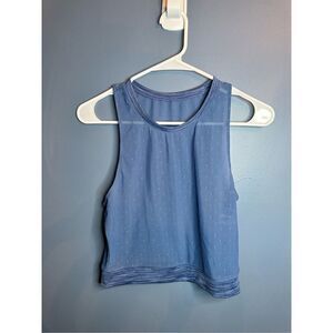 Zyia Active Women's Blue Sheer Crew Neck Cropped Tank Top Size Large